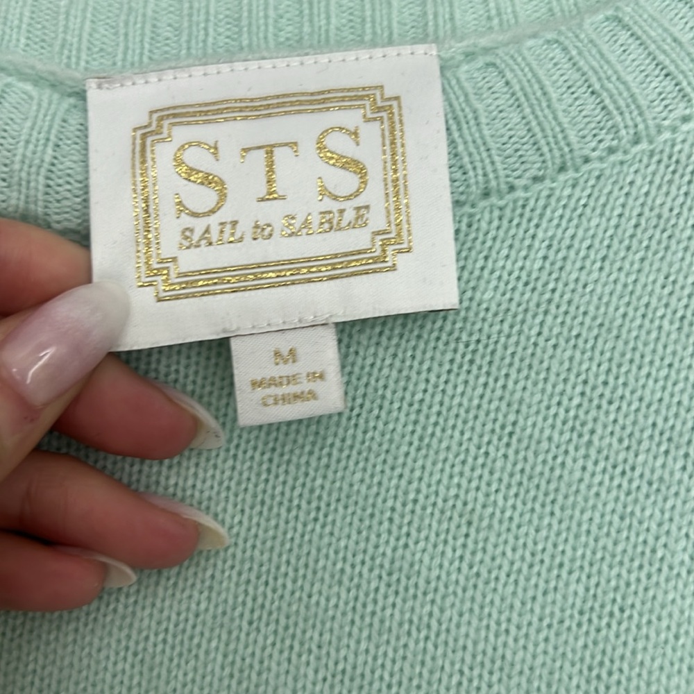 NWOT Sail to Sable Green Crew Neck  Cashmere - Picture 2 of 5